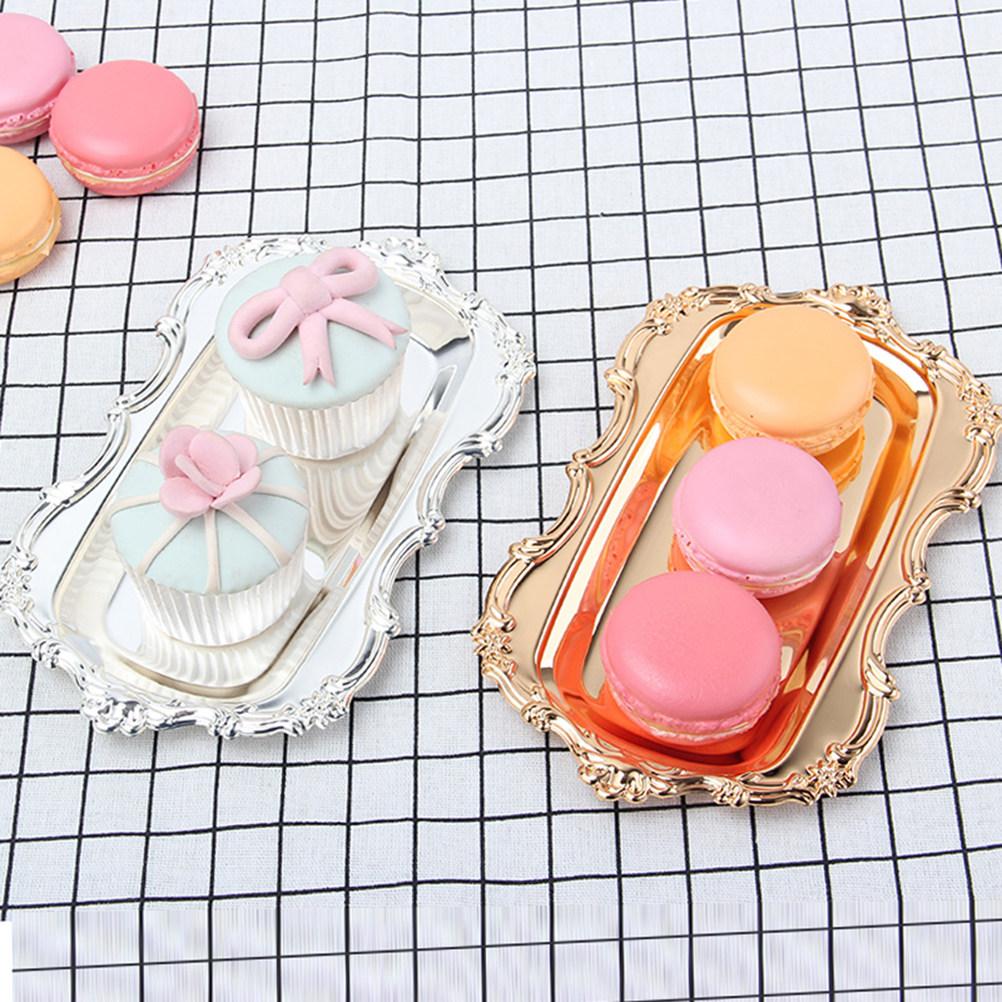 Vassoio Portasnap di Asciugamano Argento Sicuro per Alimenti Decorativo Piatto per Torta Piatto per Frutta e Dessert per Matrimonio Festa Compleanno Festa del Tè Casa