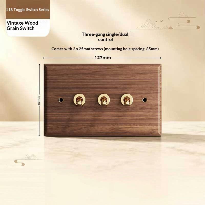 Solid Walnut Wood Wall Switch Socket Retro Brass Toggle Switch 1/2/3 Gang Brazilian Type N Outlet Usb Type-C