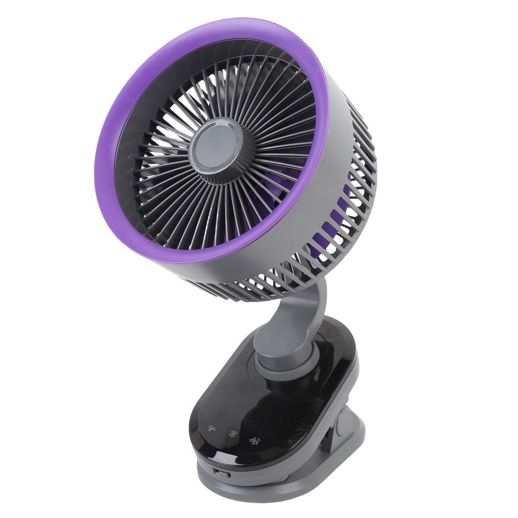 Auto Oscillating Fan 100 Speeds Low Noise Type C Charging Small Desk Fan with Touch Buttons and LED Display Screen