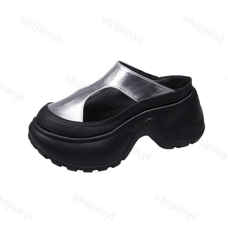 Fashion Fashion Leopard Print Hollow Casual Thick Soled Half Slippers for Women 2025 Summer Comfortable Versatile Beach Chunky Draggers