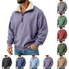Men's Solid Color Half-Zip Stand Collar Plush Sweatshirt Men's Sports Plus Size Casual Sweatshirt