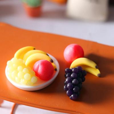 6 Stück Mini-Obst-, Trauben- und Gemüseplatte, Miniatur-Lebensmittelspielmodell, Requisiten für Aufnahmen