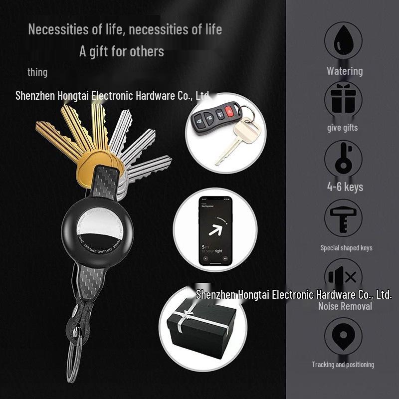 Aluminum Keychain Organizer with Airtag Tracker and Outdoor Storage Buckle
