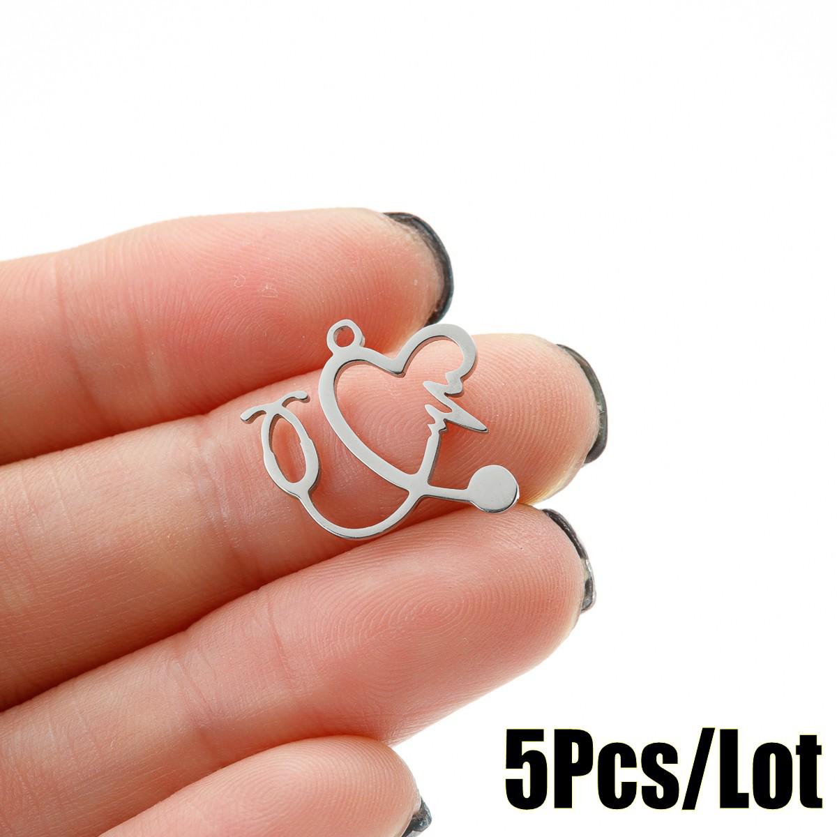Stainless Steel Geometric Heartbeat Pendant DIY Accessory