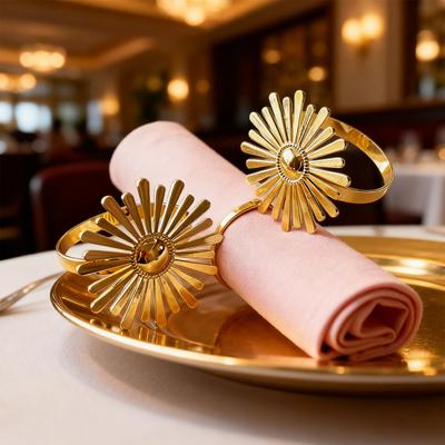 6 Pezzi Portatovaglioli Girasole Metallo Portatovaglioli Fiore di Sole Anelli Decorativi per Tavola da Pranzo Matrimonio Festa di Compleanno