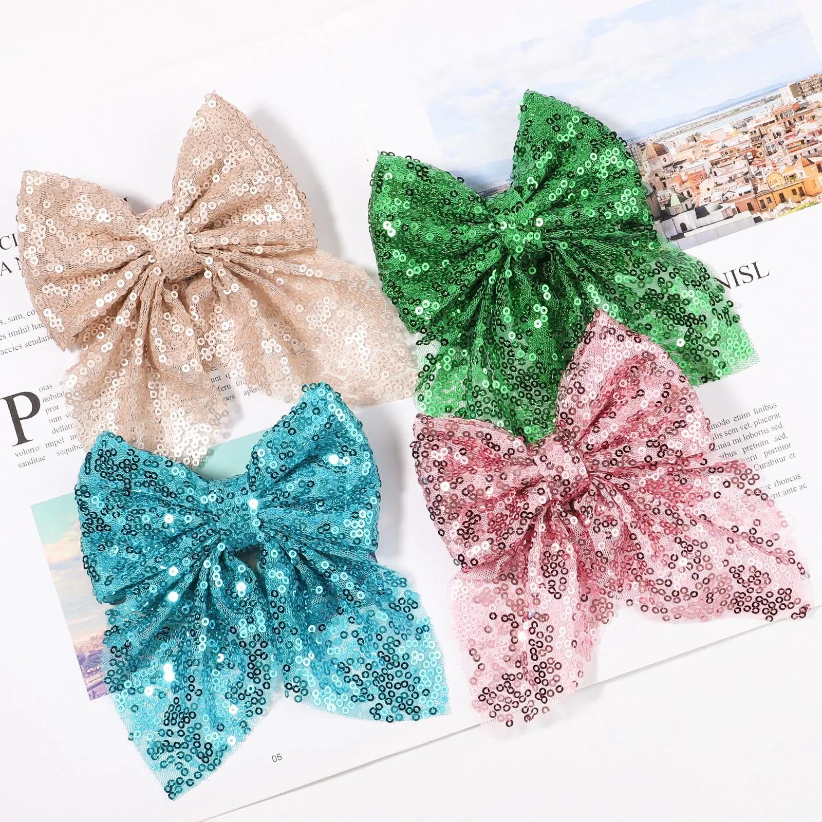 

1pcs Party Sequin Hair Bows Clip with Hair Clips for Girl Kids Handmade Hairpin Boutique Child Baby Hair Accessories