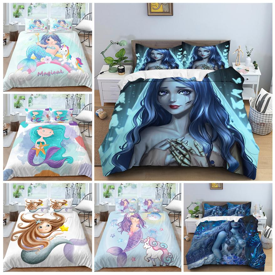 

Комплект постельного белья с рисунком девушки с 3D цифровой печатью, пододеяльник и наволочка, одинарное/двойное полноразмерное украшение для дома