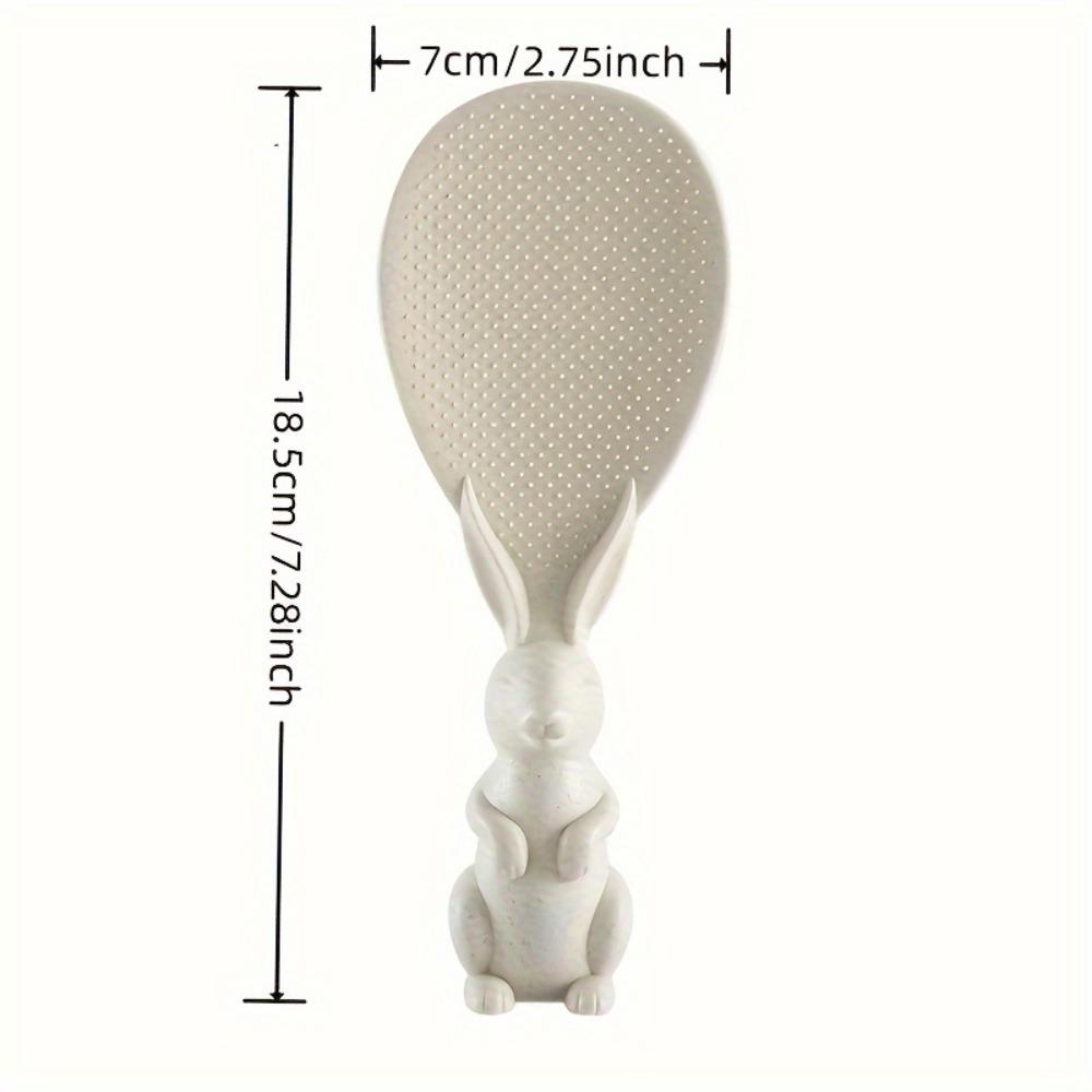 1pc Cute Little Rabbit Plastic Rice Spoon, Non-stick Rice 3D Standing Rice Cooker Shovel, Household Shovel Spoon