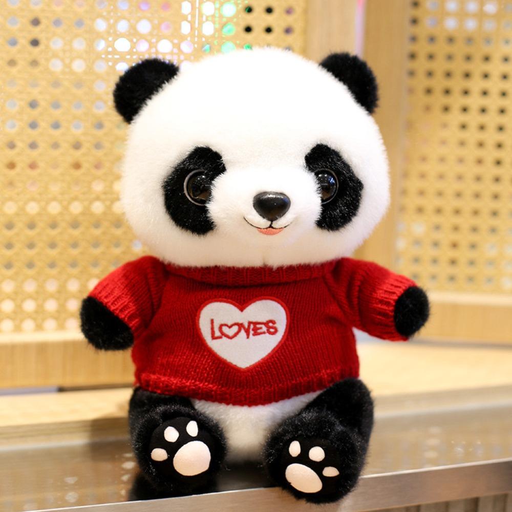 Cute sweater giant panda plush toy wholesale panda base Sichuan souvenir eight inch grab machine doll