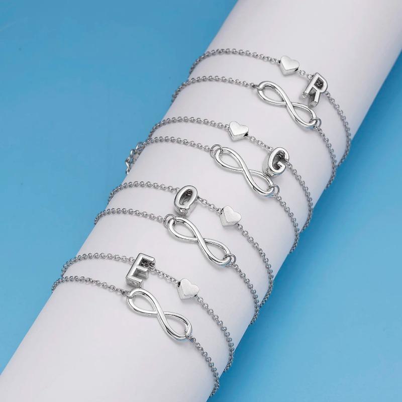 A-Z Letter Initial Anklet For Women Silver Color Initial Heart Anklet Bracelet Leg Chain Beach Party Travel Foot Jewelry
