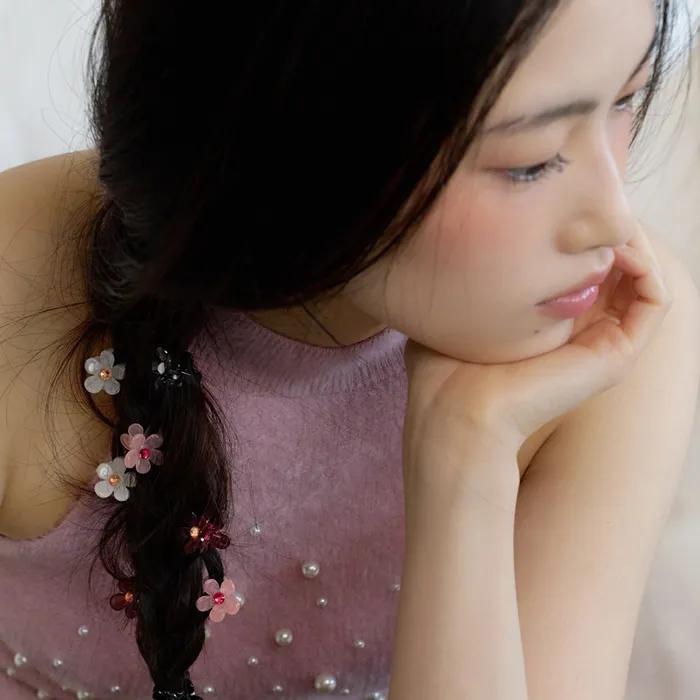 [2SET] Cubic Flower Hair Pin (4colors)