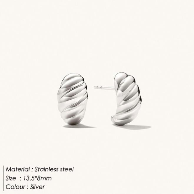 EManco 2022 Small Twist Croissant Earrings 316L Stainless Steel Huggie Earrings 18K Gold Plated Hoop Earrings Women Wholesale
