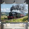 Vintage Steam Train Backdrop, Countryside Railroad Photography Background