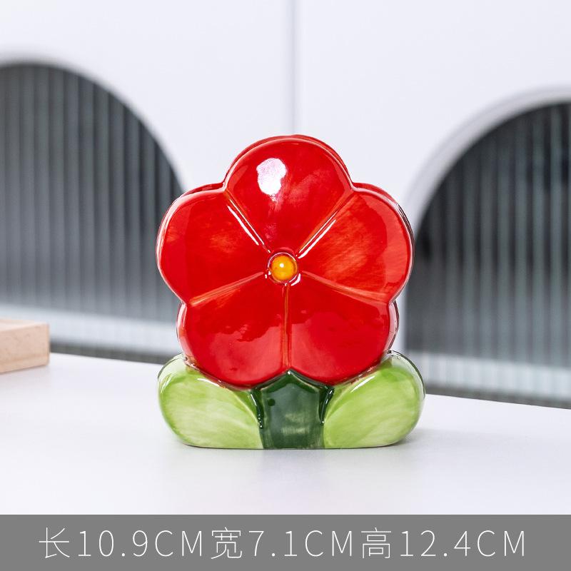 Flower-shaped Ceramic Flower Arrangement Creative Art Vase Living Room Flower Arrangement Dining Table Porch Decorations Vases