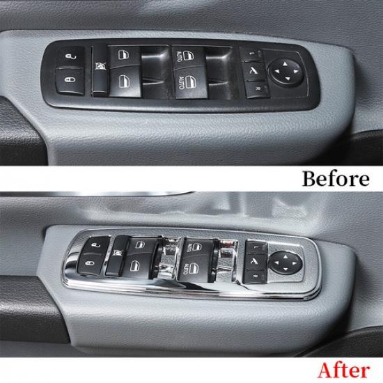 Chrome Window Lift Switch Button Cover Trim For Dodge Ram 1500 2018+ Accessories