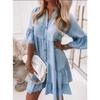 Women's Fashion Summer Spring Solid Color Print 1/2 Sleeves V-Neck Loose Waistline Casual Dresses