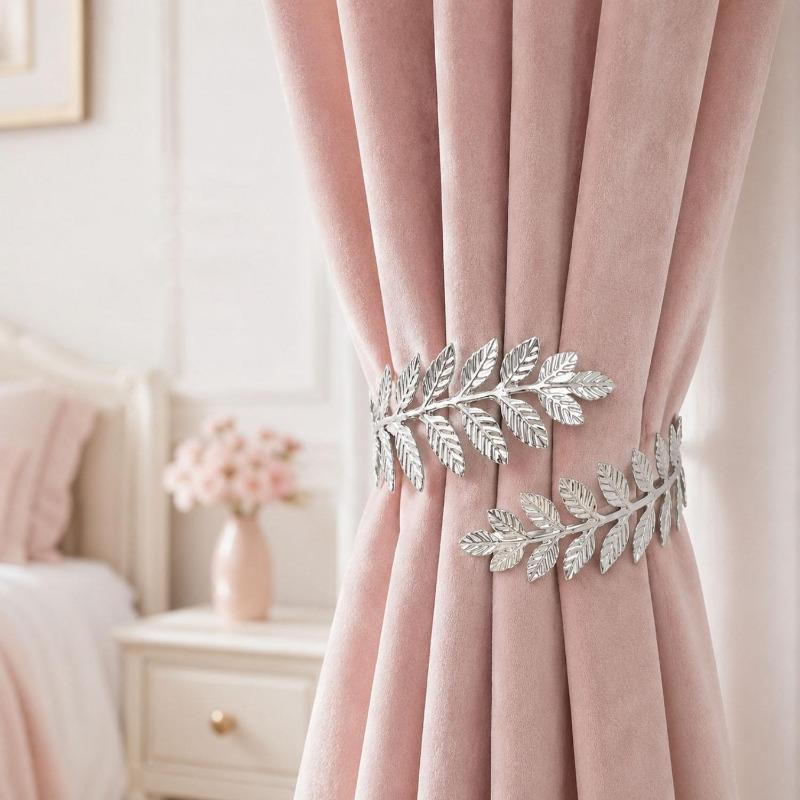 Metal Curtain Tiebacks Creative Leaf Shape Curtains Tie Holder Adjustable Curtain Clip Decorative Drapes Curtain Pull Hook