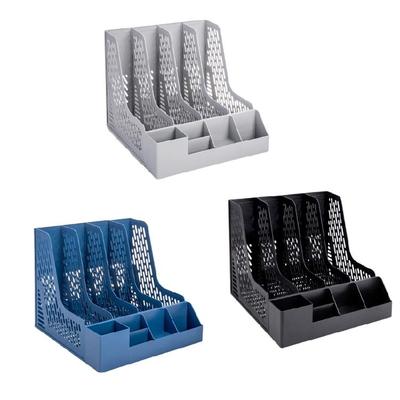 Desktop Magazine Holders with Removable Pen Holders 4 Compartments Storage Organiser Box for Office Desk Organiser
