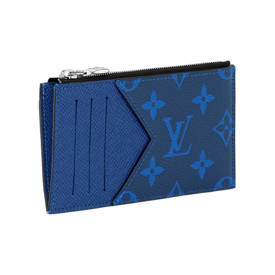 Louis Vuitton Coin Classic Monogram Pacific Coated Canvas Card Holder Men Wallets Blue M30270