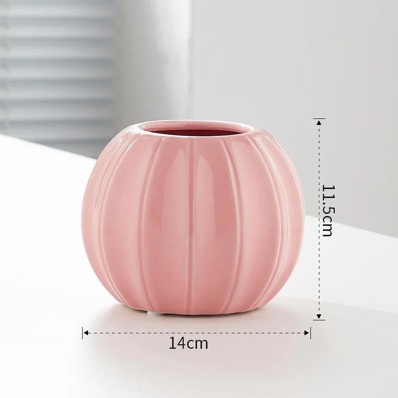 Table Decoration Pumpkin Flower Pot Ceramic Vase Decoration Home Decoration Dining Handmade Flower Material Bottle Pumpkin Vase