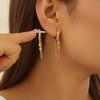 New Arrival Double Chains Long Tassel Drop Earrings For Women Korean Stainless Steel Zircon Hanging Earring Piercing Jewelry