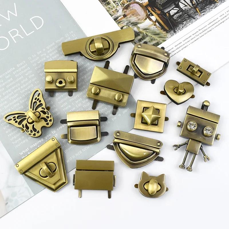 2/4Pcs Meetee Metal Lock Buckle Handbag Purse Brass Buckles Closure Spring Locks Rotating Clasp DIY Leather Crafts Accessories