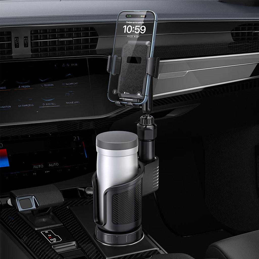 Cup Holder Phone Mount 2 In 1 Drink Extender With Phone Stand 360 Degree Rotation Non-Slip Car Water Bottle Holder For Vehicle
