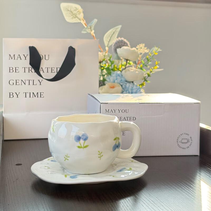 Shangqi Hand-painted Ceramic Coffee Cup and Saucer Set