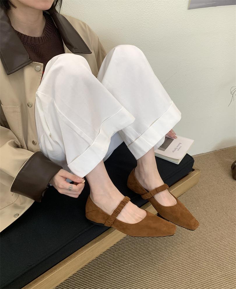 

French square head Mary Jane shoes increase the inner height of spring and summer new late evening breeze with skirt leopard print single shoes high 40