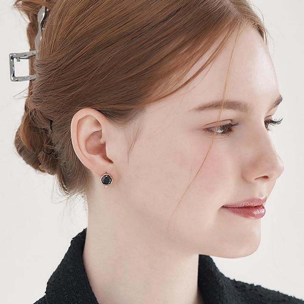 [ELLE Jewelry] 14K GF Black Jet Seahorse One-Touch Earrings ELGPEE547