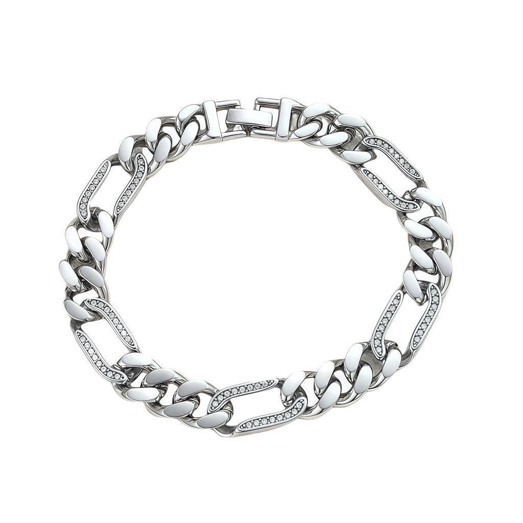 18K Gold Plated Iced Out Cuban Link Bracelet for Men Stainless Steel Hip Hop Luxury Party Fashion Jewelry