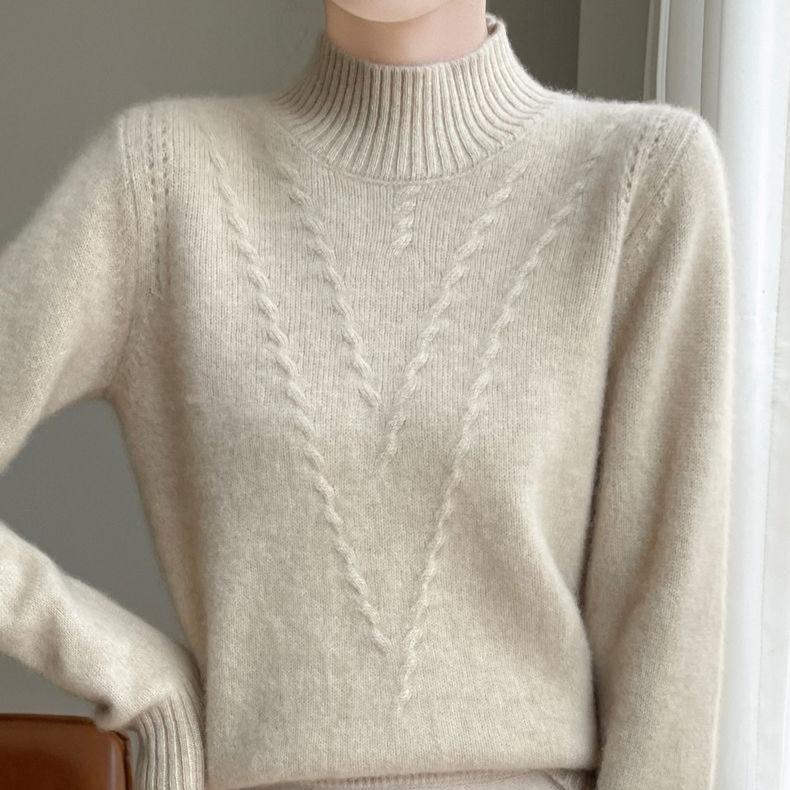 Sweater Women Half Turtleneck Pullover for Women In Autumn and Winter Thick Loose Solid-color Knitted Sweater and Inner Top