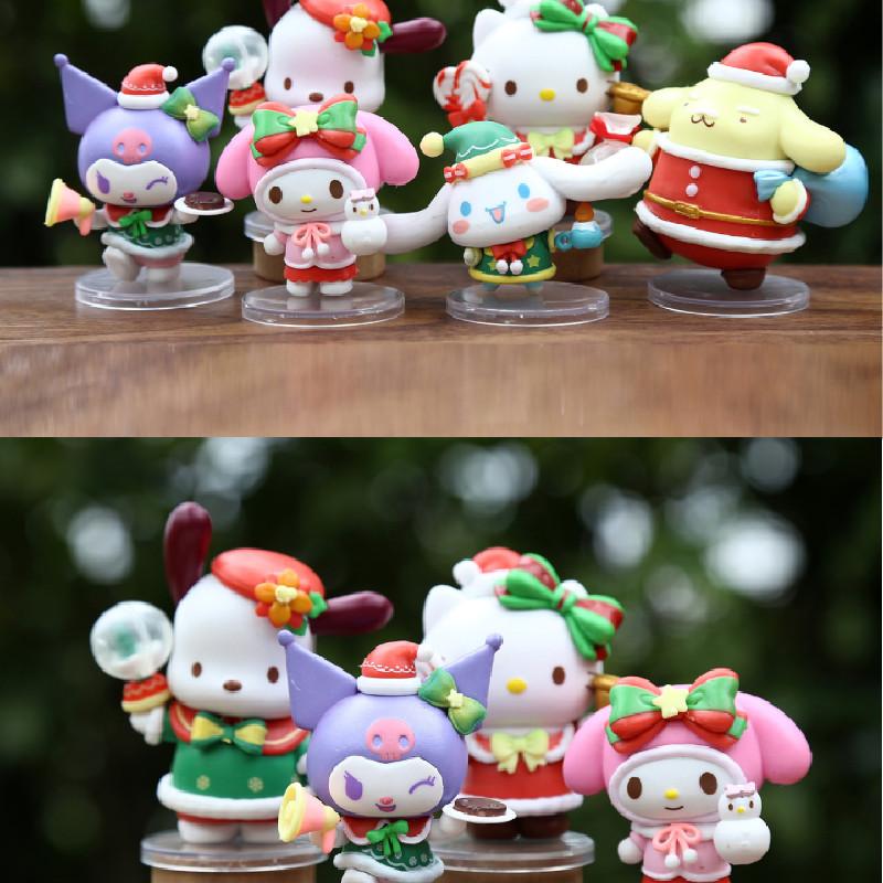 Hello Kitty Kuromi My Melody Christmas Themed Mini Model Desktop Decor Ornament For Holiday Gift And Collectible