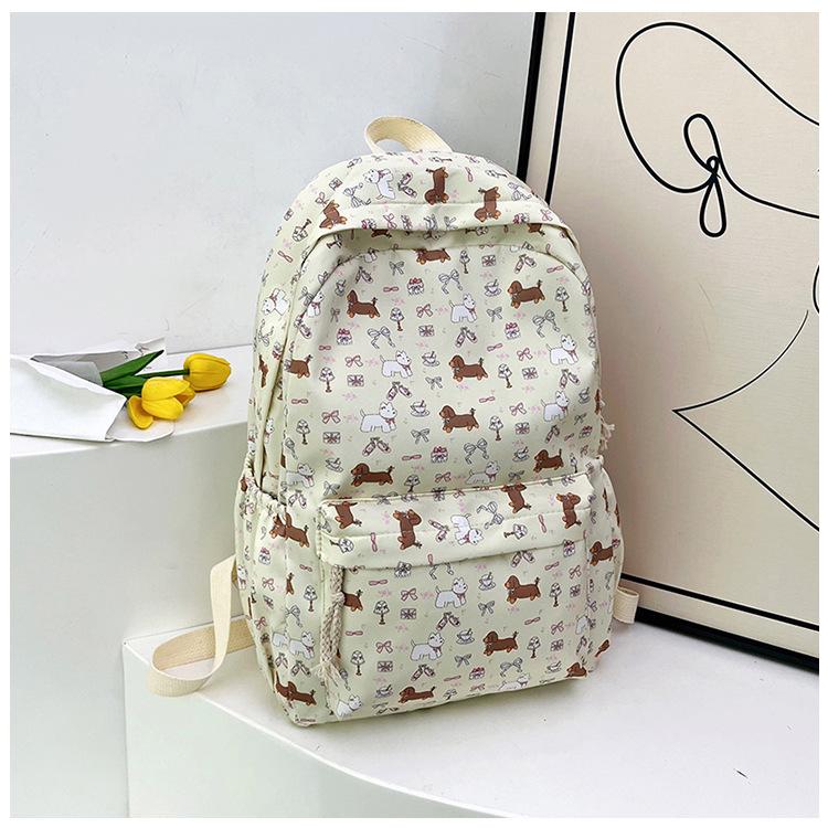 Japanese Cute Floral Blue Hat Sausage Dog Bag Junior High School Students Backpack