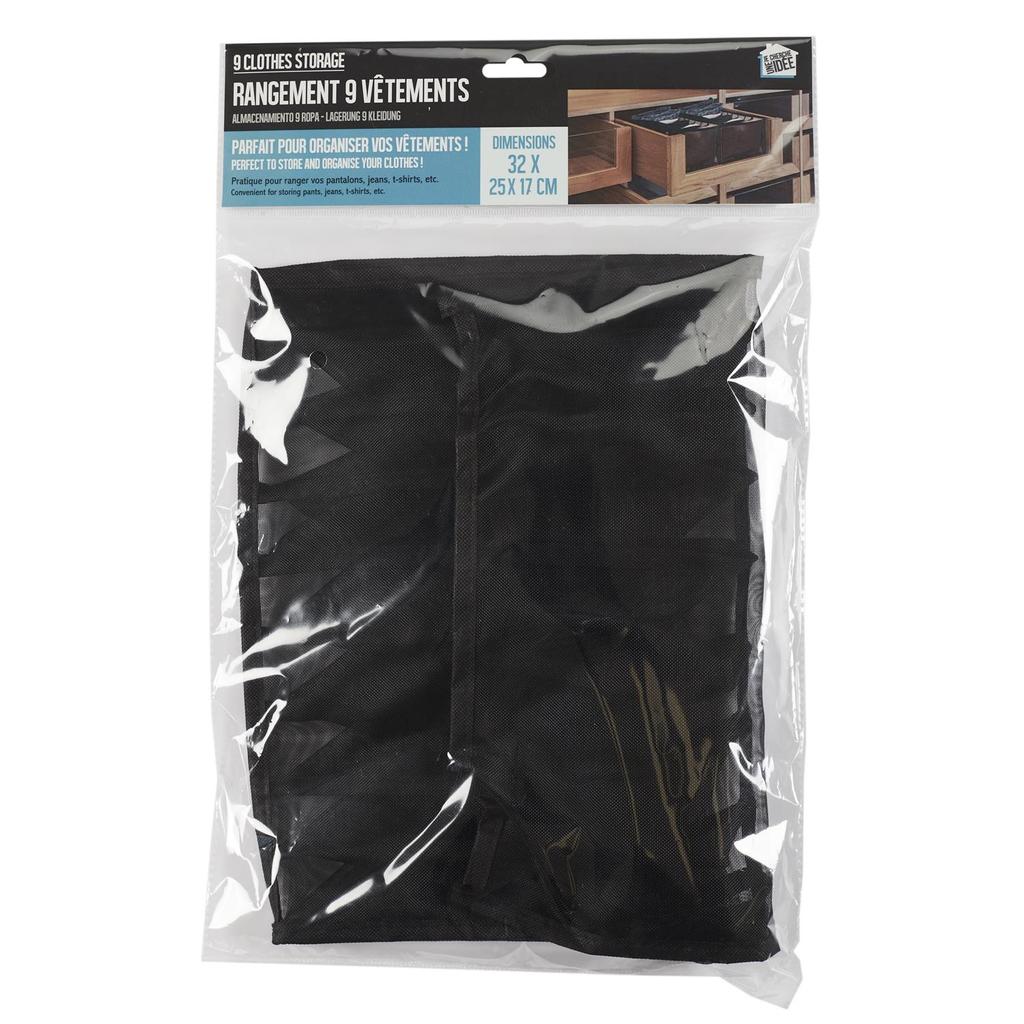 Drawer Organizer For Clothes, Black, Plastic, 9 Kmór