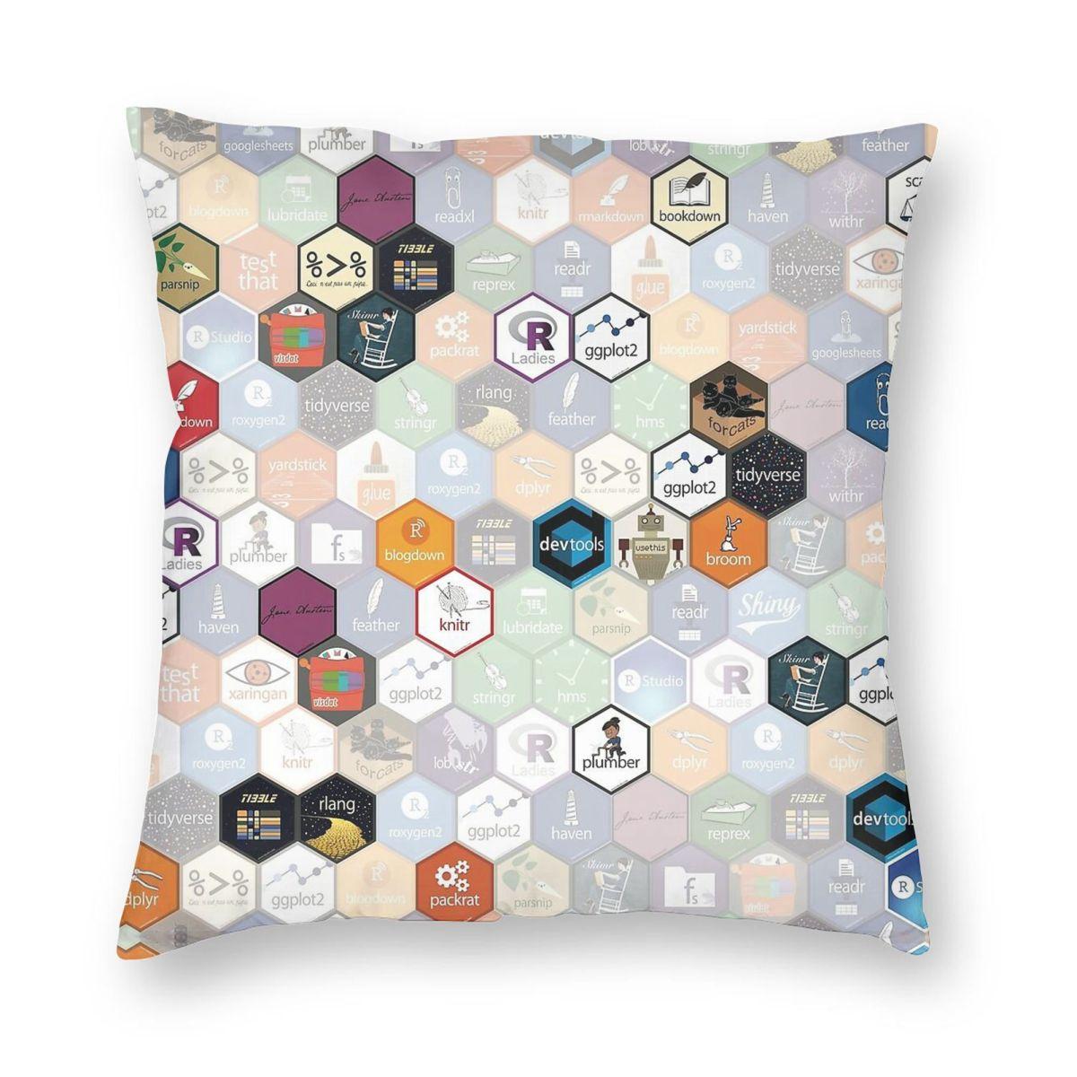 R Hex Fabric Small Hexes Square Pillowcase Polyester Linen Velvet Creative Decorative Throw Pillow Case Home Cushion Case 18 Peach skin 18*18(CM)-1Pcs