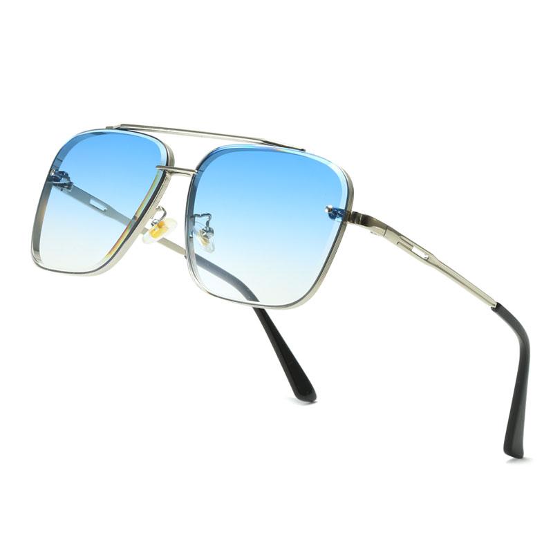 Fashion Pilot Sunglasses Men Women Luxury Brand Metal Big Frame Sun Glasses Vintage Steampunk Square Gradient Lens Eyewear UV400