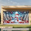 1 piece, festive snowman and reindeer Christmas background, suitable for home, outdoor, garden,garage,commercial door de