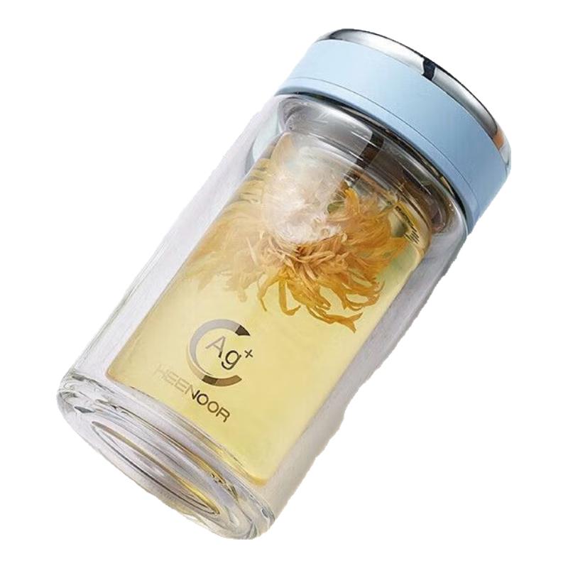 Xinuo Double-Wall Insulated Glass Tea Bottle with Infuser 200ml