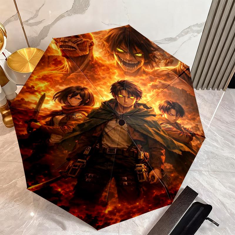 1PC Attack Titan Automatic Umbrella - Suitable Travel Outdoor Portable Umbrella Birthday Gift Daily Essentials