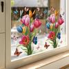 Simple atmosphere multi-color tulip glass stickers on balcony window decoration glue-free electrostatic stickers