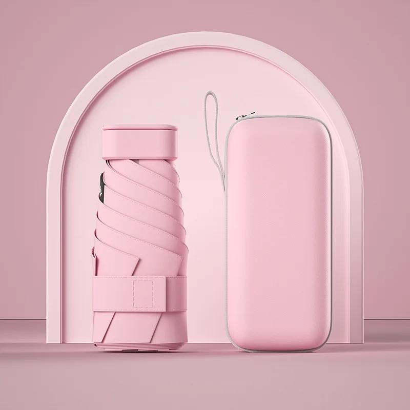 UPF50+ Mini Folding Umbrella Vinyl Sun Shade Umbrella Small Pocket Rain Travel Umbrella Ultraviolet Protection Capsule Parasol