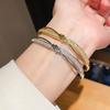 Copper Zircon Wave Pattern Bangle With Gold Plating For Fashionable Women