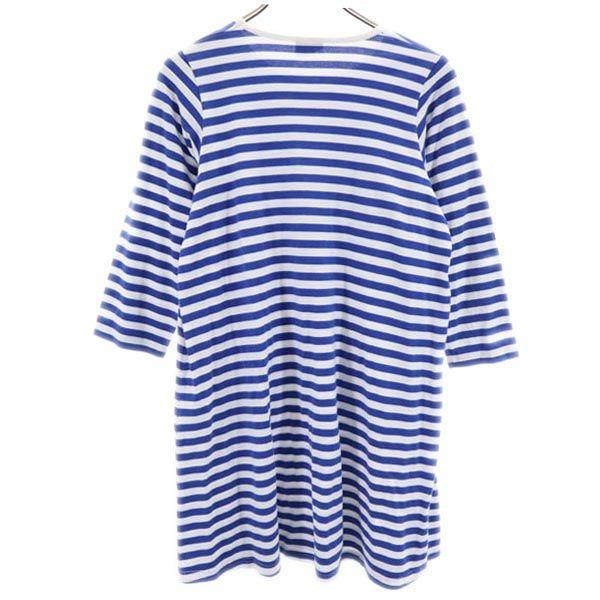 Marimekko Border Pattern Long Sleeve One Piece 160 White_Blue Kid's Used