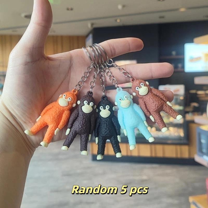 5Pcs Creative Protect Punch The Monkey Keychain Cute Gorilla Decor Hanging Keychain Anime Peripherals Toy Birthday Gifts