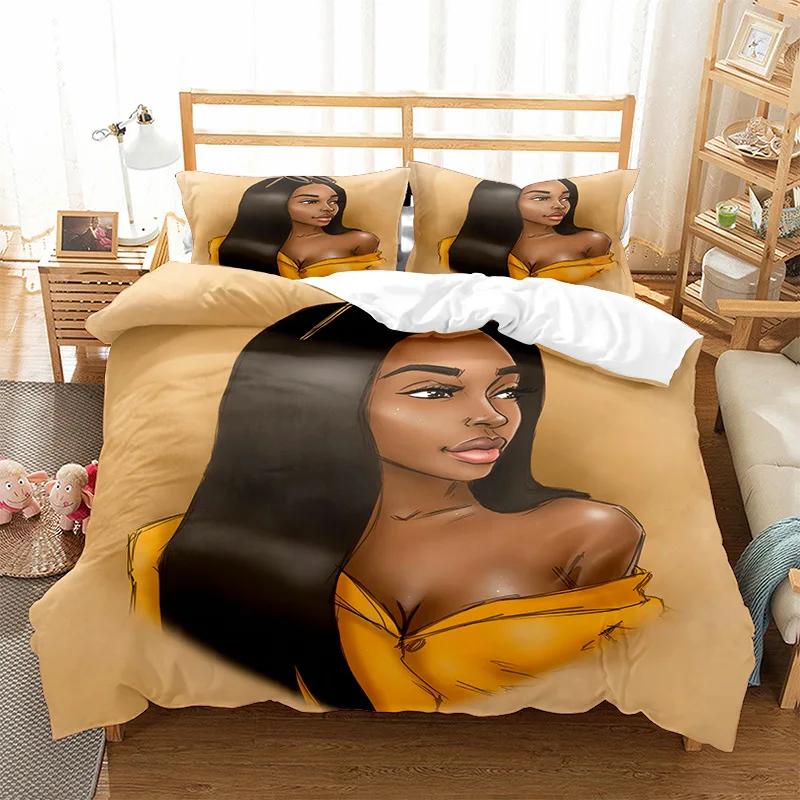 African Girl Bedding Set Fashion Duvet Cover Sets KidsTwin Full Queen King Bedroom Set Home Textile Housse De Couette 200X229