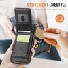For iPhone 13 Pro 6.1 inch Leather Back Cover Compatible with MagSafe JEEHOOD J06 Phone Case with Card Bag RFID Blocking