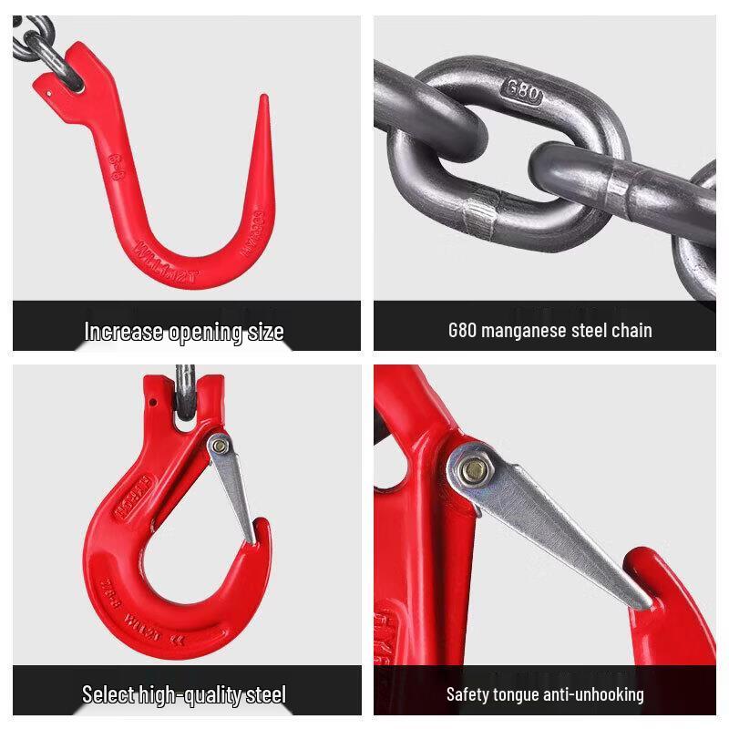 Heavy Duty Manganese Steel Lifting Chain Sling with Big Opening Hooks