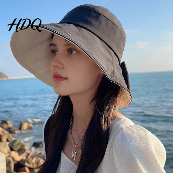 Packable Sun Hat Summer Hat Rear Bowknot Wide Brim Cycling 360 Beach
