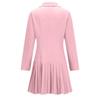Women's Fashion Long Sleeve Colour Button V-Neck Slim Pleated Career Dresses